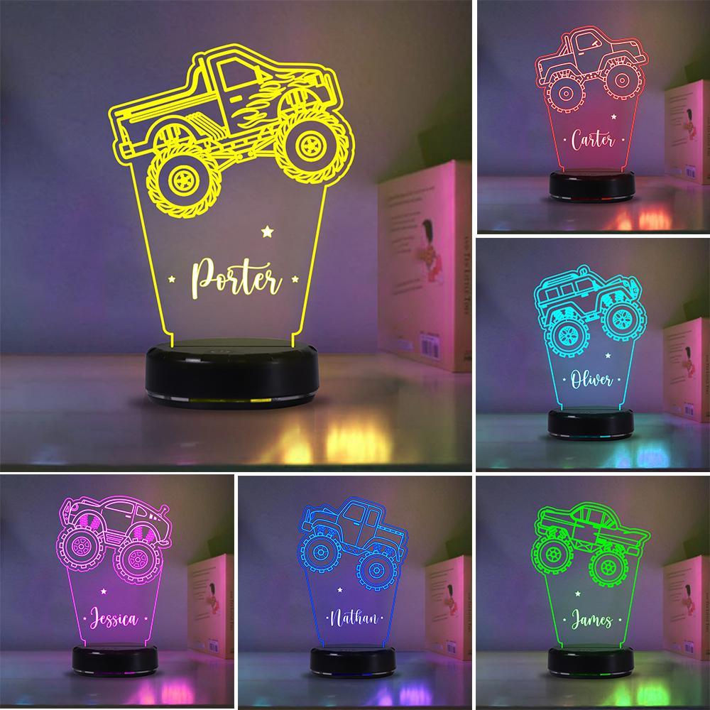 Custom Truck Children's Night Lights with Name/ 7 Color Changing LED Lamp 01