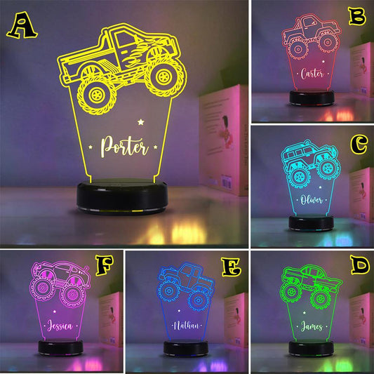 Custom Truck Children's Night Lights with Name/ 7 Color Changing LED Lamp 01