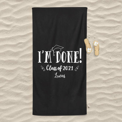 Customized Name Graduation Beach Towel I08