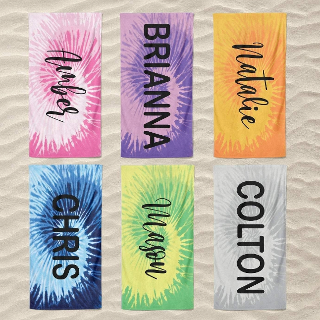 Personalized Tie Dye Beach Towels