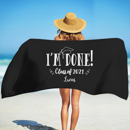 Customized Name Graduation Beach Towel I08