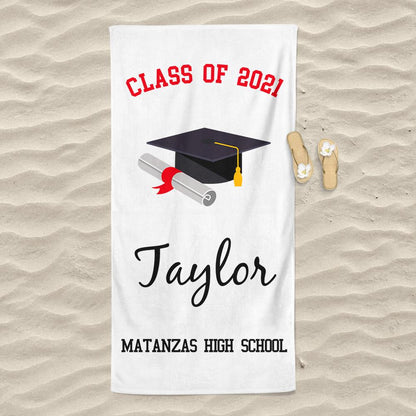 Customized Name Graduation Beach Towel I04