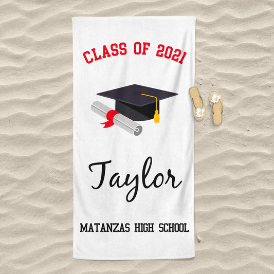 Customized Name Graduation Beach Towel I04