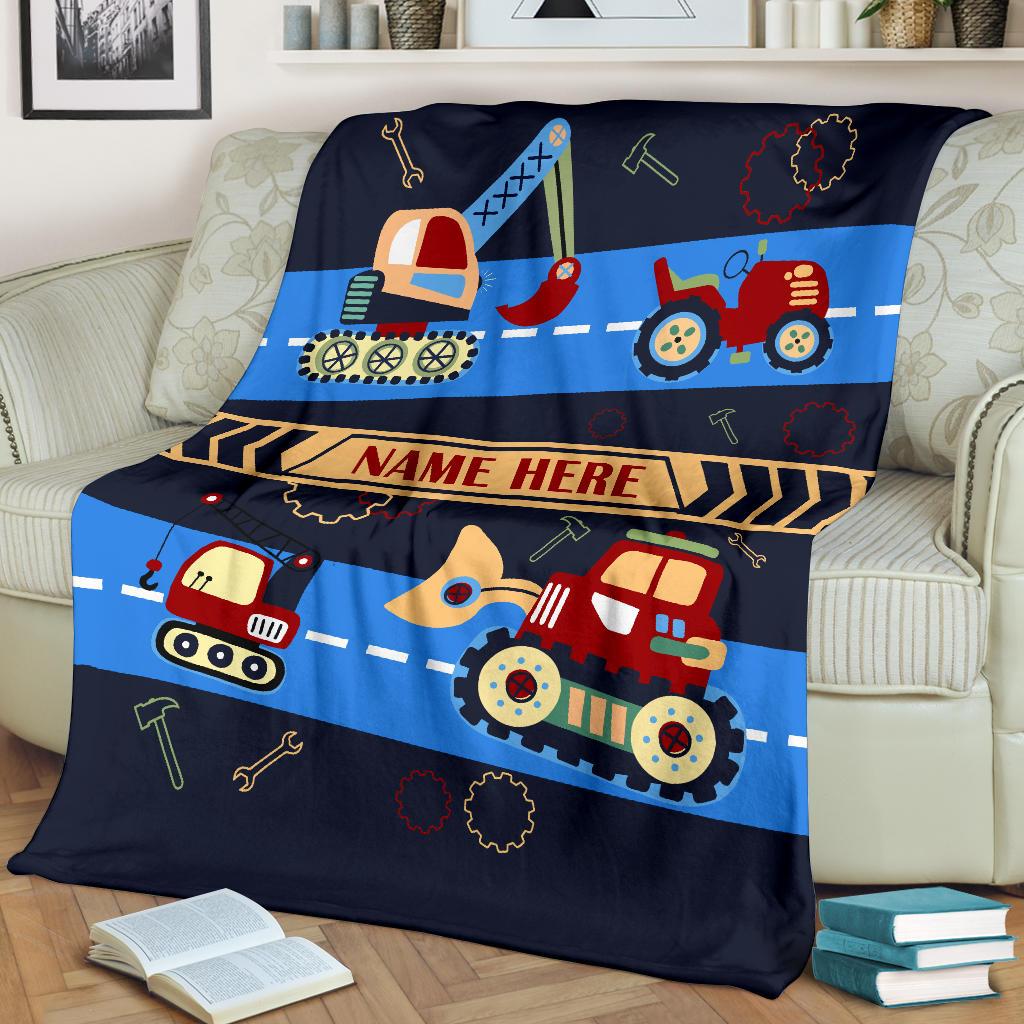 Custom Name Fleece Cartoon Car Blanket III12