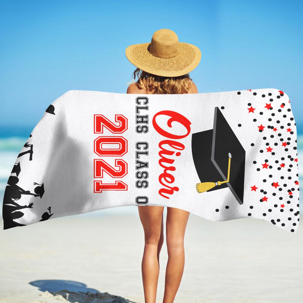 Customized Name Graduation Beach Towel I06