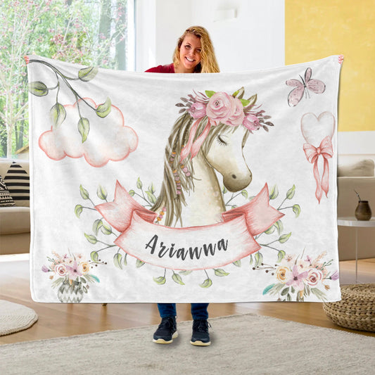 Custom Name Fleece Unicorn Blanket I04