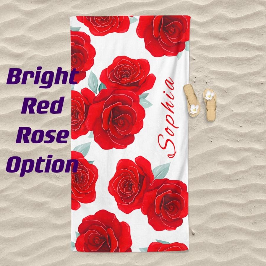 Personalized Beach Towels With Name II05- Rose