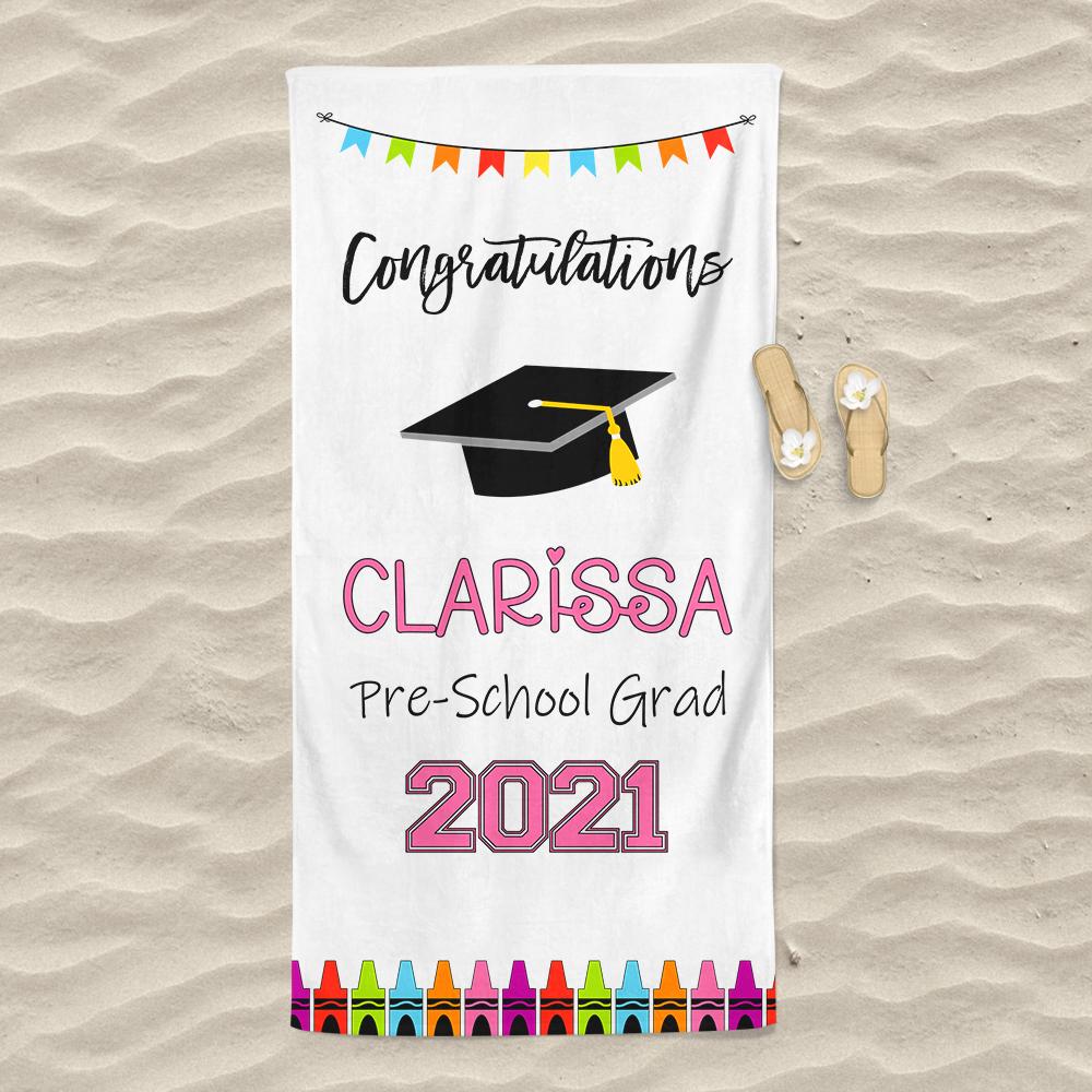 Customized Name Graduation Beach Towel I05