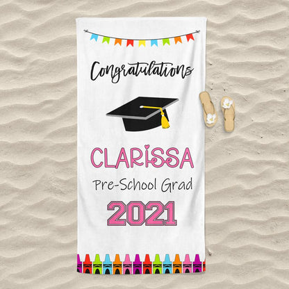 Customized Name Graduation Beach Towel I05