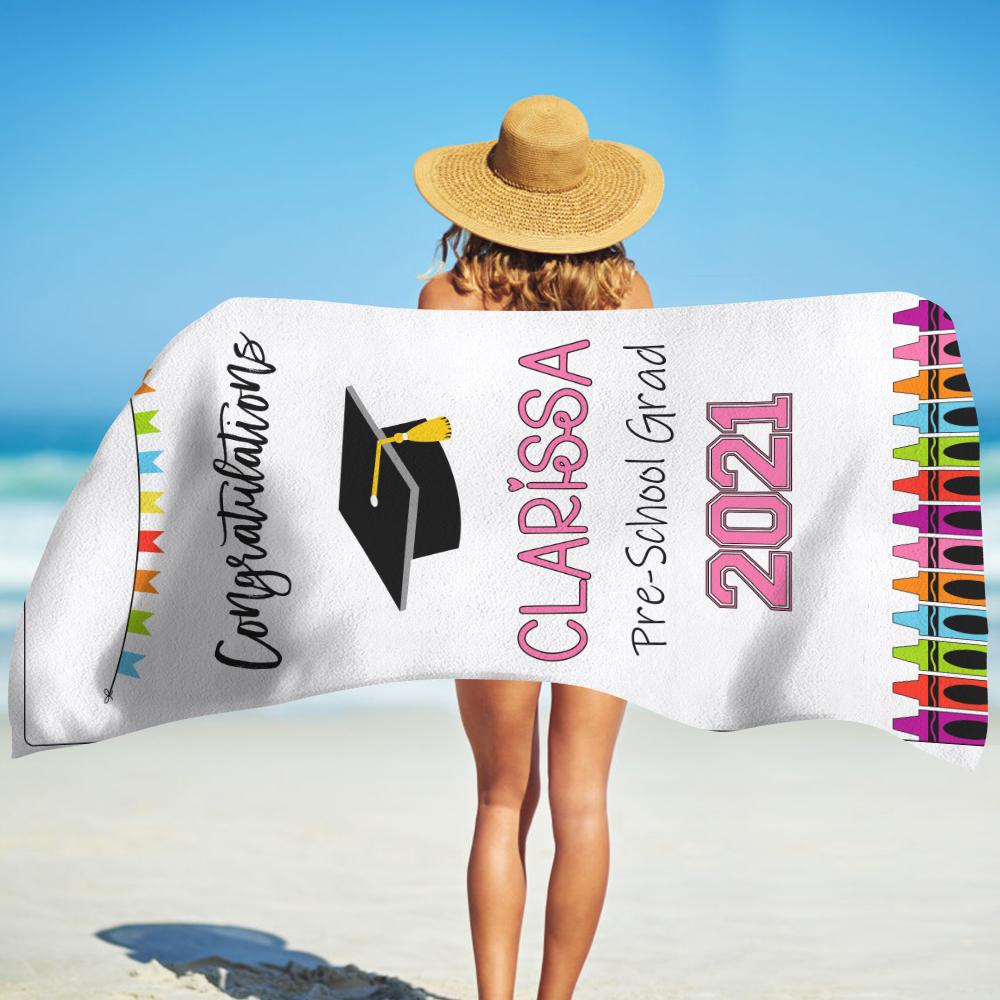 Customized Name Graduation Beach Towel I05