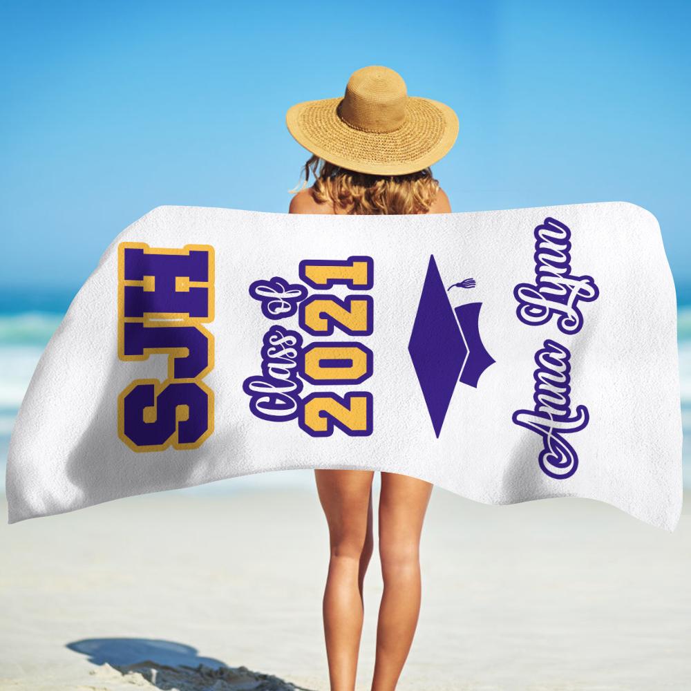 Customized Name Graduation Beach Towel I03