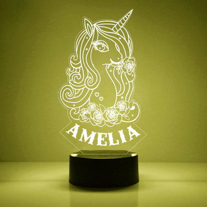 Custom Unicorn Night Lights with Name / 7 Color Changing LED Lamp V03