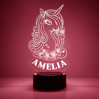 Custom Unicorn Night Lights with Name / 7 Color Changing LED Lamp V03