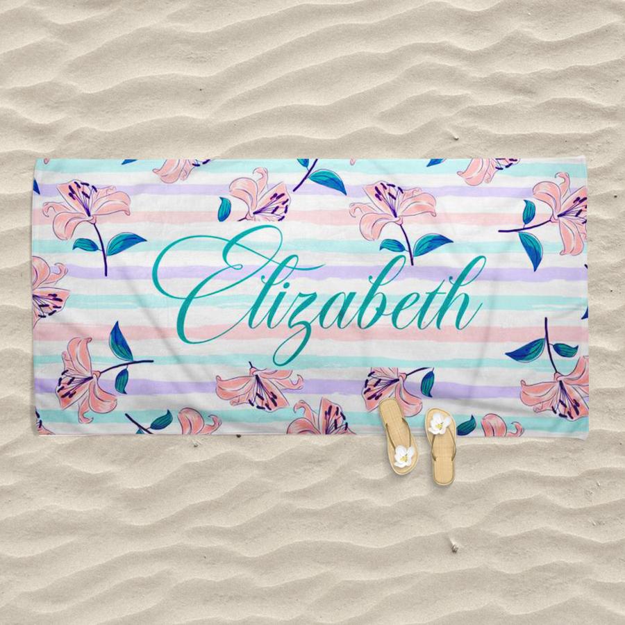 Personalized Beach Towels With Name II08- Floral