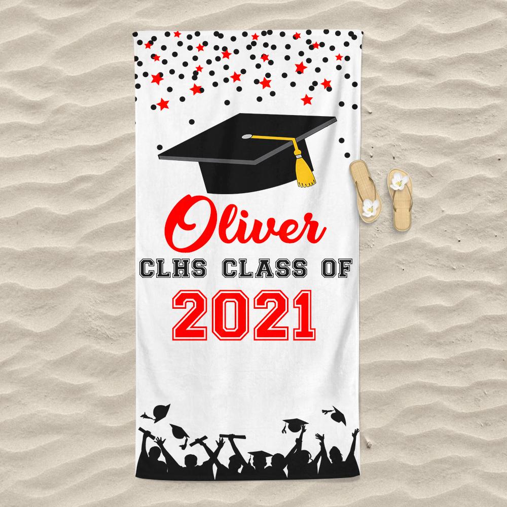 Customized Name Graduation Beach Towel I06