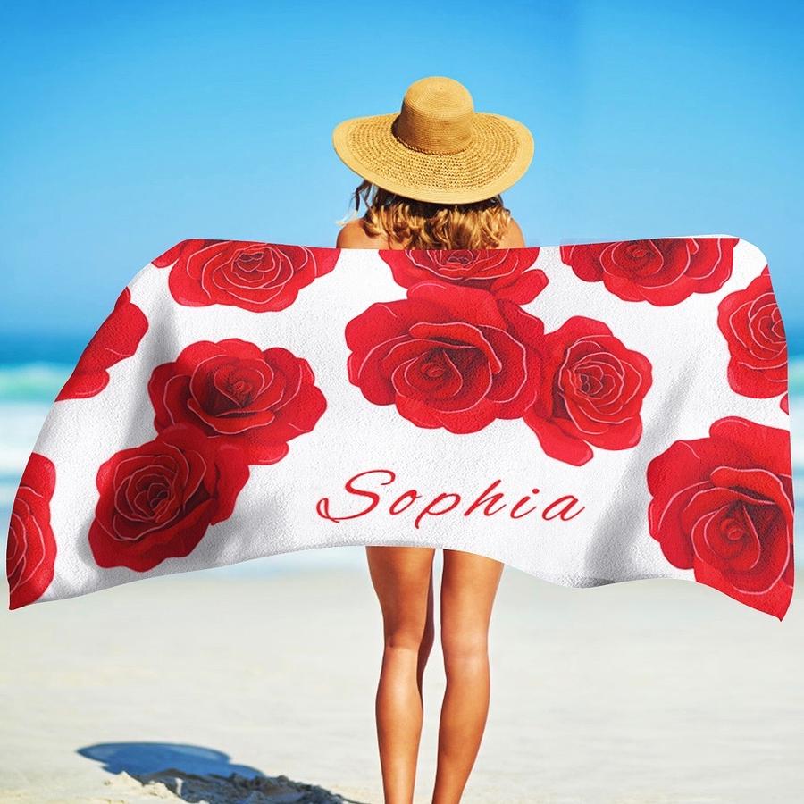 Personalized Beach Towels With Name II10- Rose