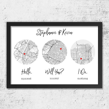 Hello, Will You, I Do, Map Canvas Art Set