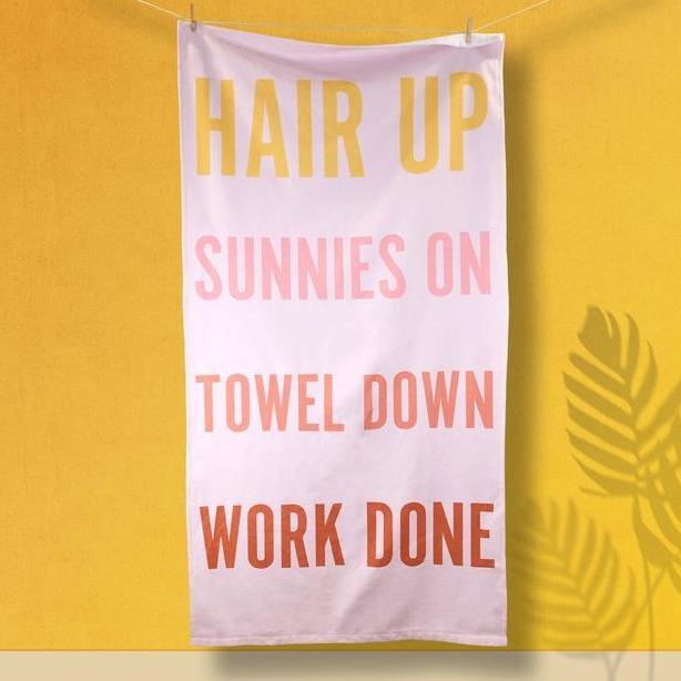 Hair Up - Sunnies On Funny Beach Towel