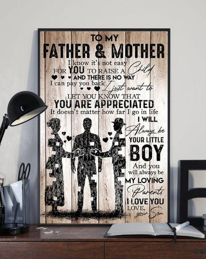 Personalized Canvas Poster 05 - To My Father & Mother-Gift From Son