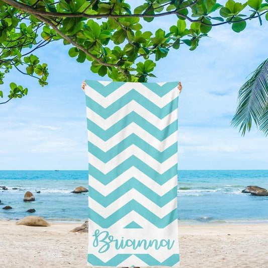 Personalized Chevron Beach Towels