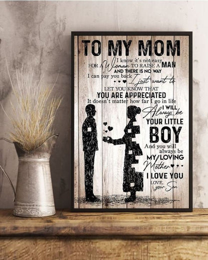 Personalized Canvas Poster 01 - To My MOM-I know It's Not Easy-Gift From Son