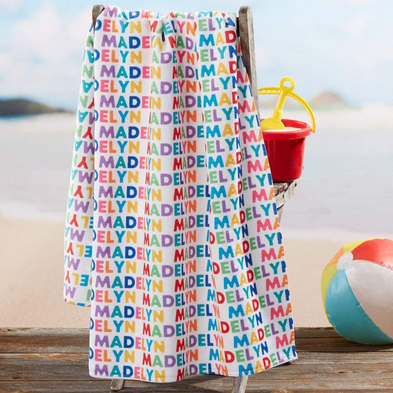 Personalized Vibrant Names Beach Towels