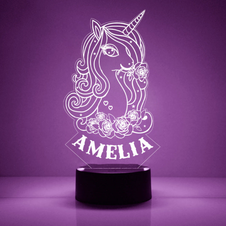 Custom Unicorn Night Lights with Name / 7 Color Changing LED Lamp V03